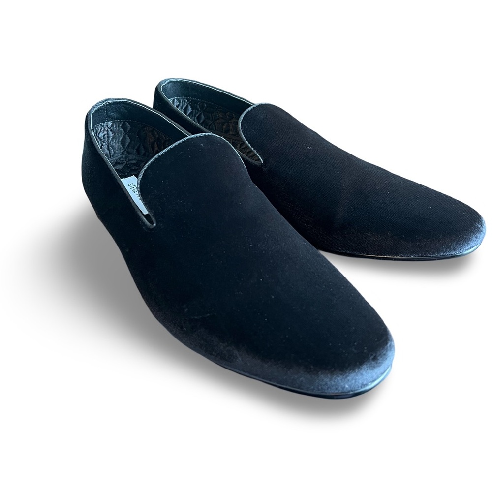 Steve Madden Mens Laight Black Velvet Smoking Slipper Loafer Size 12 Like New